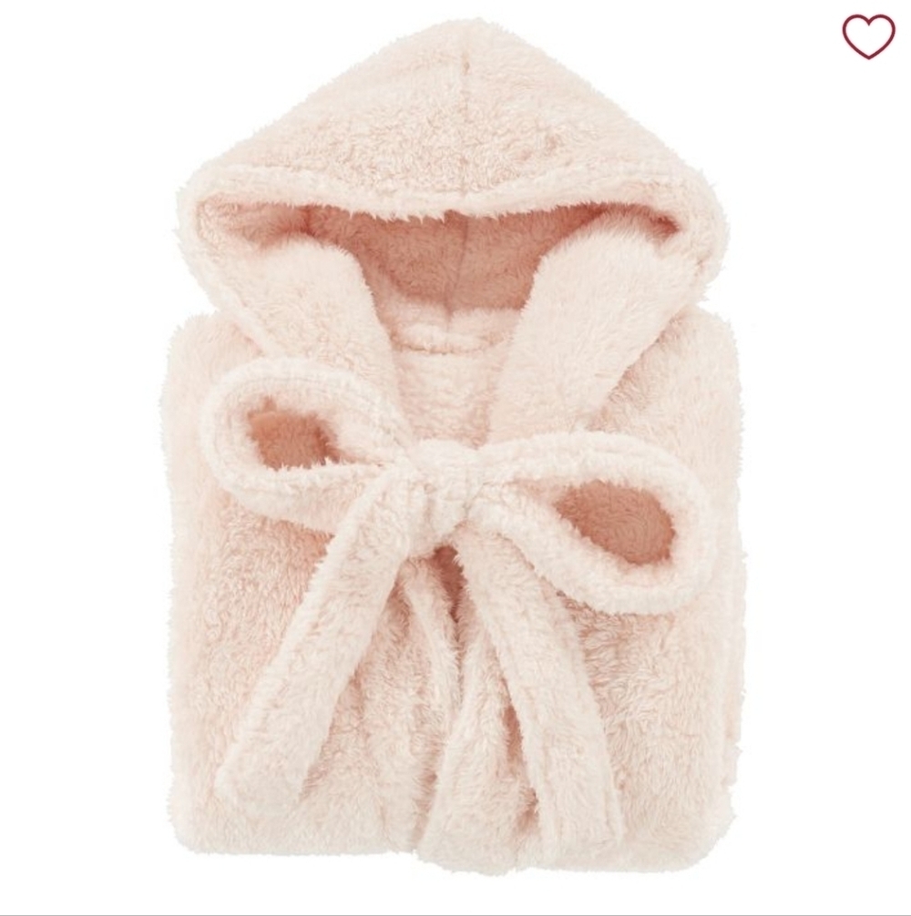 Pottery Barn Kids Hooded Sherpa Soft Pink Robe Size 8-10 Great Condition